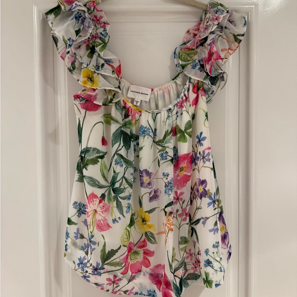 Lavender Brown Multicolor Floral Blouse
